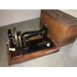 A wood cased sewing machine