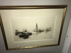A framed and glazed etching 'Highway of the Nations' by W.L.
