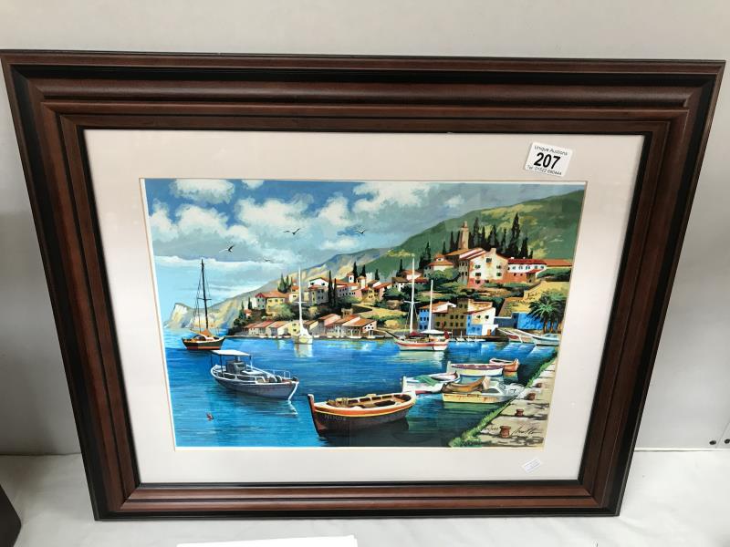 A limited edition harbour scene serigraph in colour on wove paper by Anatoly Metlan (no 154/450, C.