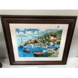 A limited edition harbour scene serigraph in colour on wove paper by Anatoly Metlan (no 154/450, C.