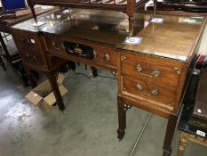 A Chinese style desk, glass top a/f.
