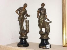 2 French spelter figures,