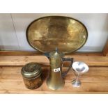 4 items of metalware including Art Nouveau coffee pot