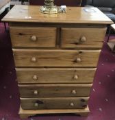 A pine 6 drawer chest of drawers