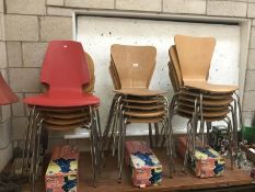 17 1960's style chairs (2 red)