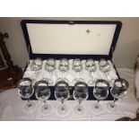 2 cased sets of 6 Italian crystal Christalleria Fumo wine glasses (12 glasses in total)