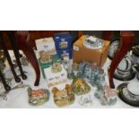 A quantity of Lilliput Lane cottages (some boxed) & Danbury Mint items including Toad Hall by Simon