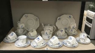 A Victoria blue and white 12 piece tea set