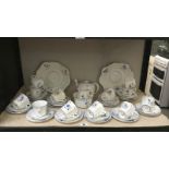 A Victoria blue and white 12 piece tea set