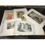 A collection of 19th century watercolours, drawings and old master type sketch.