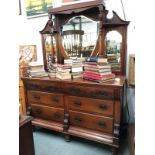 An ornate carved wood sideboard with 6 drawers,