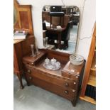 a 1930'S dressing table with bevelled round corner rectangular mirror