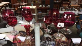 9 cut ruby wine glasses