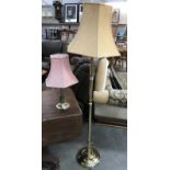 A brass effect standard lamp & 1 other