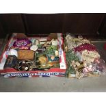 2 boxes of haberdashery including 7 boxes/tins of buttons, threads,