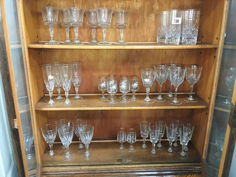 A collection of drinking glasses (3 shelves)