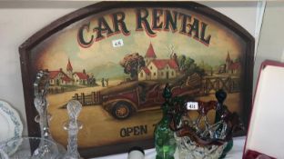 A relief car plaque for car rental