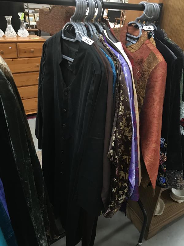 An assorted lot of long evening jackets (various sizing, L, M,