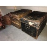 3 old tin trunks