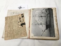 An interesting scrap book of WWI Naval events, postcards, newspaper cuttings & photo's etc.