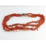 A three tier branch coral necklace,
