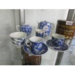 7 items of blue and white including matching teapot, sugar bowl,