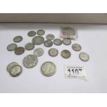 Approximately 165 grams of pre 1947 silver coins.