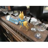 7 Babycham glasses,