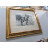 A charcoal of horse and jockey at Hexham racecourse signed by Kathleen M Sisterson M.A dated 2000.