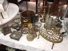 A collection of silver plated items including condiment sets,