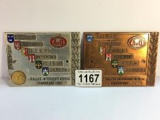 Two 1967 & 68 German AVD Frankfurt intercontinental rally plaques