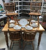 A solid pine kitchen table & 6 chairs