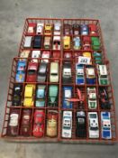 4 trays of die-cast toy cars and other vehicles