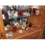 A large selection of glass paperweights & ornaments (2 shelves)