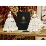 Royal Worcester 'Belle of the ball & the last waltz' figurines with certificates,