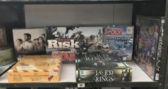 A selection of modern board games (Monopoly,