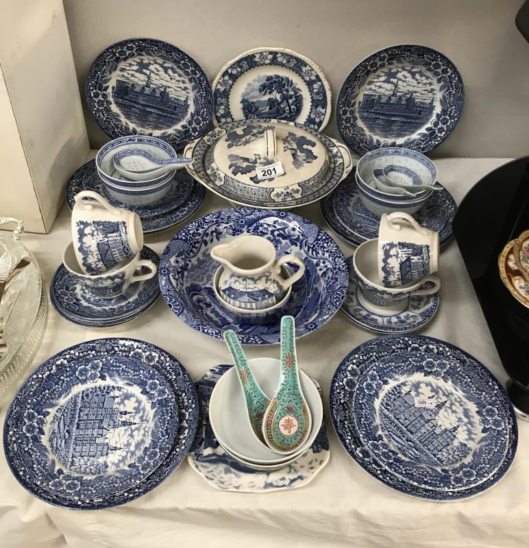 A quantity of blue & white China