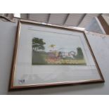 A framed and glazed French artist proof limited edition lithograph (55/60) on arches paper of Lady