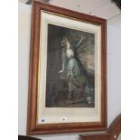 A framed & glazed coloured etching of 'Mrs Siddows in the tragedy of the Grecian daughter'