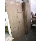 A pair of 1950's/1960's light brown painted kitchen cabinets