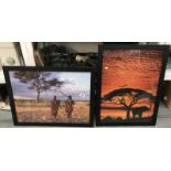 2 African scene framed photographic prints