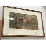 A water colour "Cattle In A Pond" signed H.