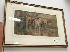 A water colour "Cattle In A Pond" signed H.