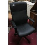 A black leather office chair