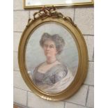 A gilt framed oval portrait entitled Bethia Clarke.