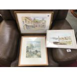 3 framed & glazed water colours (1 being Steep Hill Lincoln)