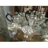 A 4 piece silver plate tea set.