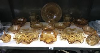 A good lot of amber coloured dishes/baskets etc.