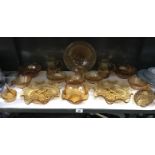 A good lot of amber coloured dishes/baskets etc.