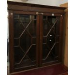 A mahogany astragal glazed bookcase top